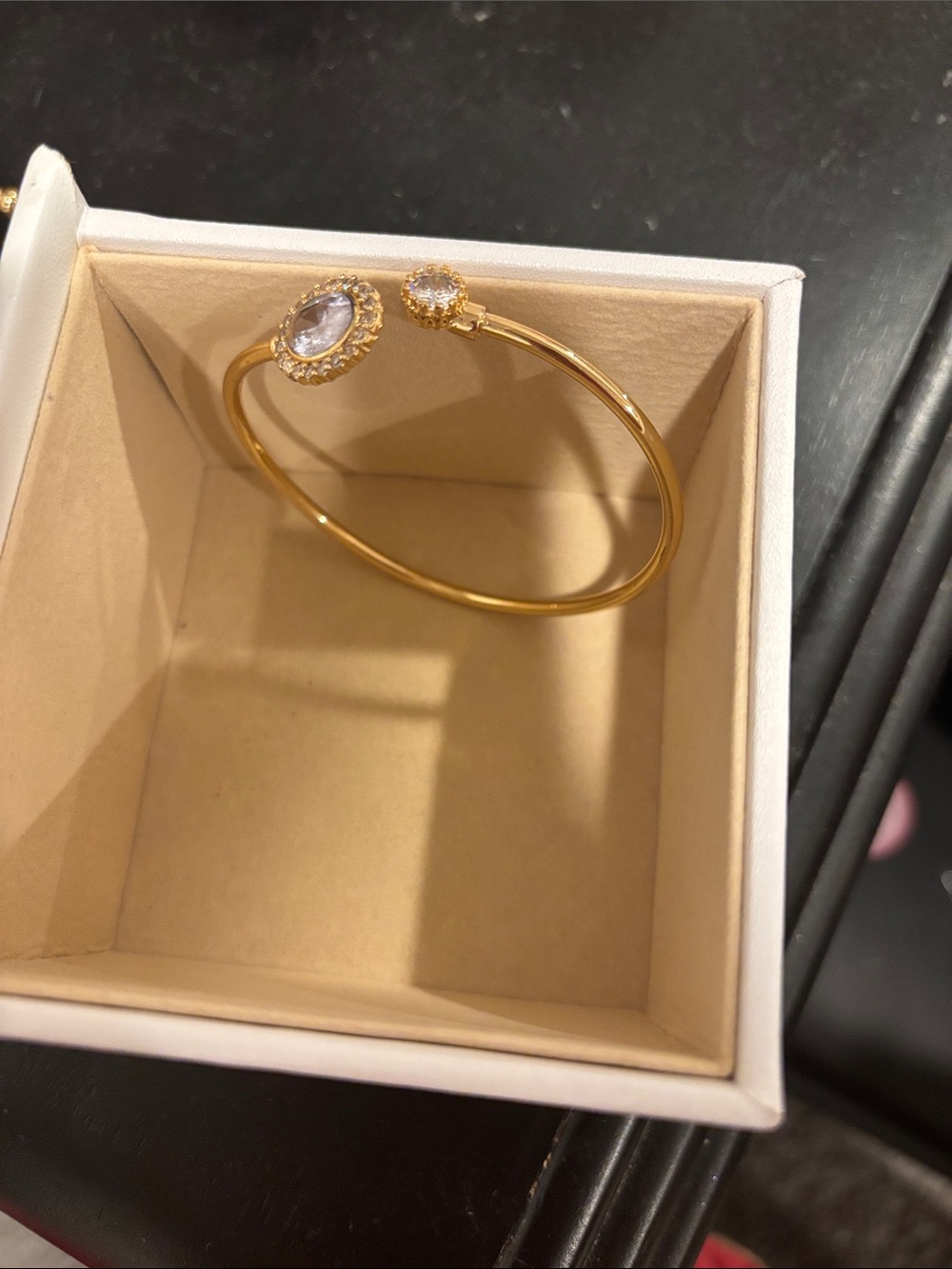 Gold Crystal Open Cuff Bracelet - Unbranded